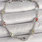 Pirinç Gümüş Renk Renkli Zirkon Taşlı Damla Taş Model Kadın Bileklik