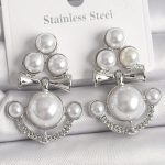 Pirinç Gümüş Renk Sallantı İncili Çapa Model Kadın Küpe