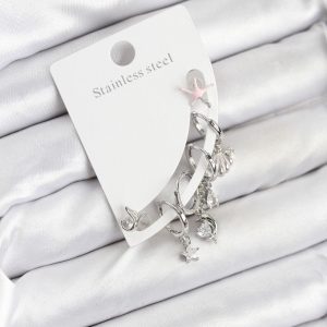 Pirinç Gümüş Renk Set Küpe