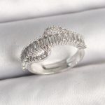 Pirinç Gümüş Renk Su Yolu Zirkon Taşlı Ayarlanabilir Model Kadın Yüzük