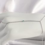 Pirinç Gümüş Renk Su Yolu Zirkon Taşlı Mavi Taş Detaylı Kadın Şahmeran