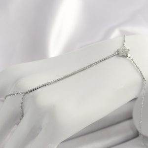 Pirinç Gümüş Renk Su Yolu Zirkon Taşlı Yıldız Model Kadın Şahmeran