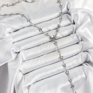 Pirinç Gümüş Renk Yıldızlı Kadın Y Kolye