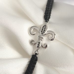 Pirinç Gümüş Renk Zirkon Taş İşlemeli Zambak Model Asansörlü Makrome Model Kadın Bileklik