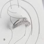 Pirinç Gümüş Renk Zirkon Taşlı 3'Lü Sıralı Kadın Kıkırdak Küpe