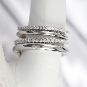 Pirinç Gümüş Renk Zirkon Taşlı 4'Lü Kadın Yüzük