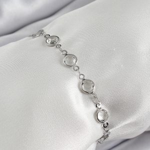 Pirinç Gümüş Renk Zirkon Taşlı Bileklik