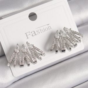 Pirinç Gümüş Renk Zirkon Taşlı Deniz Kabuğu Model Kadın Küpe