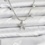 Pirinç Gümüş Renk Zirkon Taşlı Deniz Yıldızı Model Kadın Kolye