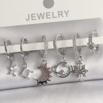 Pirinç Gümüş Renk Zirkon Taşlı Gezgen Model Kadın Küpe Seti