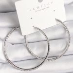 Pirinç Gümüş Renk Zirkon Taşlı Halka Model Kadın Küpe