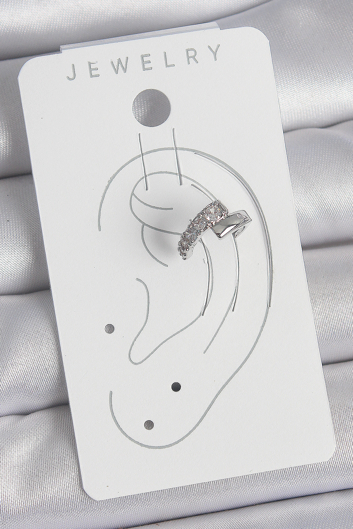 Pirinç Gümüş Renk Zirkon Taşlı Kadın Kıkırdak Küpe