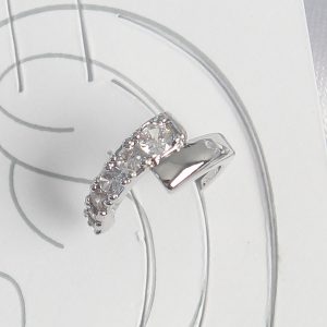 Pirinç Gümüş Renk Zirkon Taşlı Kadın Kıkırdak Küpe