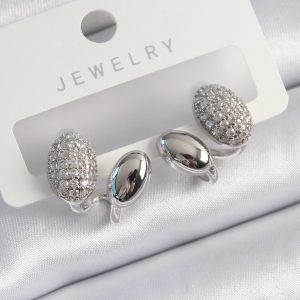 Pirinç Gümüş Renk Zirkon Taşlı Kadın Küpe