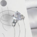 Pirinç Gümüş Renk Zirkon Taşlı Kalp Model Kadın Kıkırdak Küpe