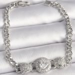 Pirinç Gümüş Renk Zirkon Taşlı Leopar Figür Zincir Model Kadın Bileklik