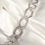 Pirinç Gümüş Renk Zirkon Taşlı Oval Zincir Model Kadın Bileklik