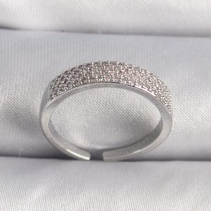 Pirinç Gümüş Renk Zirkon Taşlı VIP Seri Kadın Yüzük