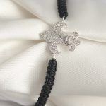 Pirinç Gümüş Renk Zirkon Taşlı Zambak Figür Asanrsörlü Makrome Model Kadın Bileklik