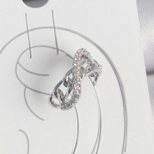 Pirinç Gümüş Renk Zirkon Taşlı Zincir Sonsuzluk Model Kadın Kıkırdak Küpe