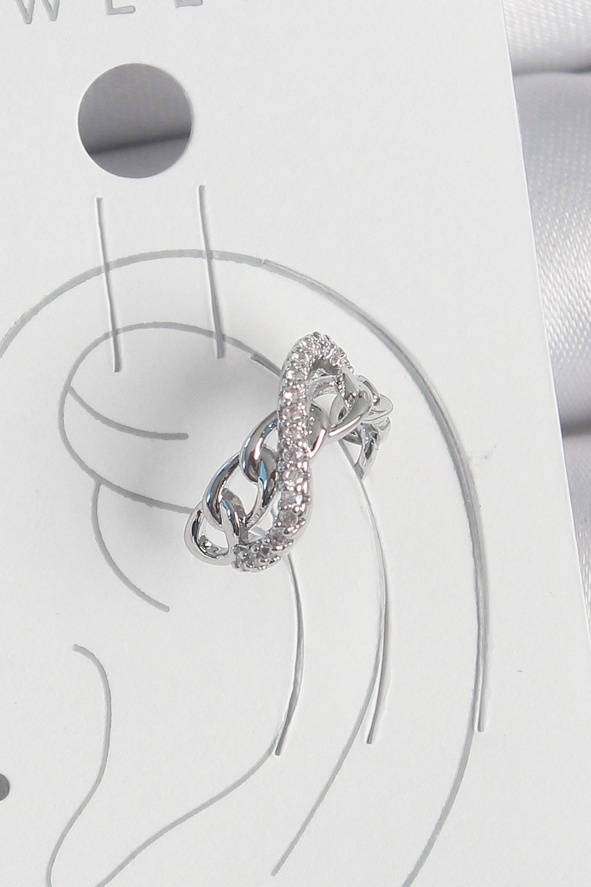 Pirinç Gümüş Renk Zirkon Taşlı Zincir Sonsuzluk Model Kadın Kıkırdak Küpe