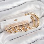 Pirinç Halka Model Gold Renk Kadın Set Küpe