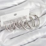 Pirinç Halka Model Gümüş Renk Kadın Set Küpe