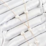 Pirinç İncili Kalp Figürlü Y Model Gold Renk Kadın Kolye