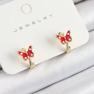 Pirinç Kelebek Model Gold Renk Çocuk Küpe