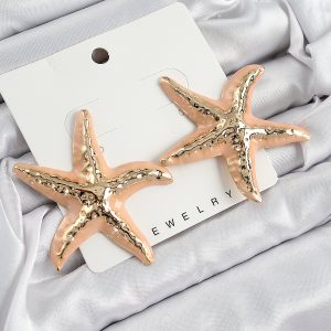 Pirinç Krem Deniz Yıldızı Model Vintage Kadın Küpe