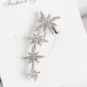 Pirinç Kutup Yıldızı Model Gümüş Renk Sağ Kıkırdak Küpe