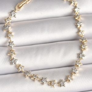 Pirinç Mix Renk Zirkon Taşlı Yıldız Model VIP Seri Kadın Bileklik