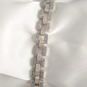 Pirinç Mix Renk Zirkon Taşlı Zincir Model VIP Seri Kadın Bileklik