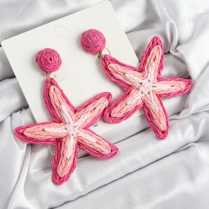 Pirinç Pembe Deniz Yıldızı Model Gold Renk Kadın Hasır Küpe