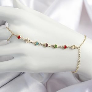 Pirinç Renkli Kalpli Zirkon Taşlı Y Model Gold Renk Kadın Şahmeran