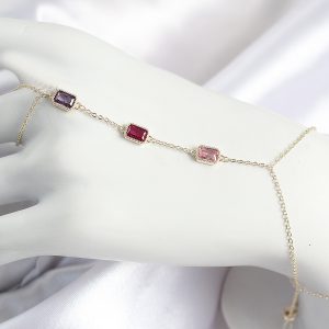 Pirinç Renkli Zirkon Taşlı Dikdörtgen Model Gold Renk Kadın Şahmeran