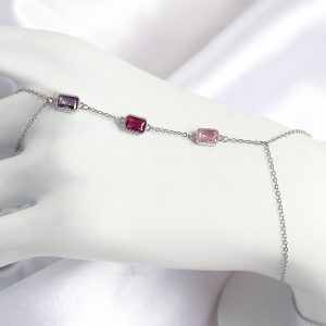 Pirinç Renkli Zirkon Taşlı Dikdörtgen Model Gümüş Renk Kadın Şahmeran