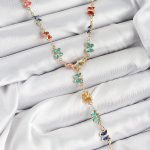 Pirinç Renkli Zirkon Taşlı Kelebek Model Gold Renk Kadın Y Kolye