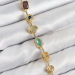 Pirinç Renkli Zirkon Taşlı Model Gold Renk 7 Element Kadın Y Kolye