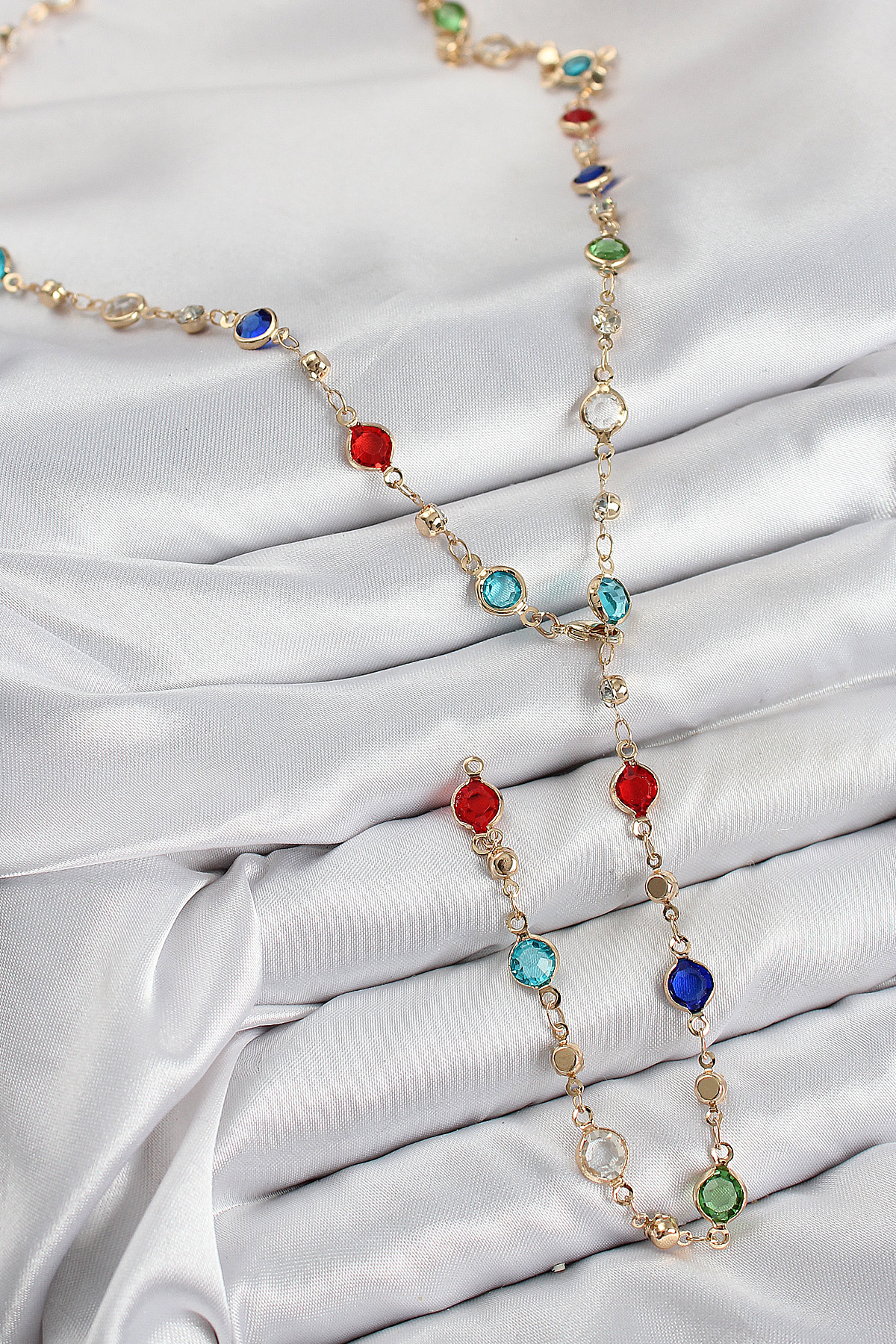 Pirinç Renkli Zirkon Taşlı Model Gold Renk Kadın Y Kolye