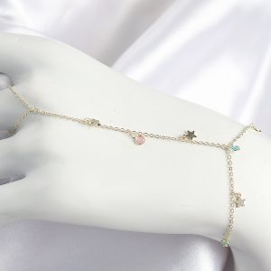 Pirinç Renkli Zirkon Taşlı Sallantılı Yıldızlı Model Gold Renk Kadın Şahmeran