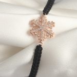 Pirinç Rose Renk Zirkon Taşlı Kar Tanesi Figür Makrome Asansörlü Model Kadın Bileklik