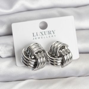 Pirinç Sarmal Gümüş Renk Kadın Küpe