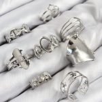 Pirinç Sarmal Ve Yıldız Model Gümüş Renk Kadın Yüzük Kombin Set