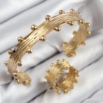 Pirinç Topcuk Model Gold Renk Bileklik Yüzük Set