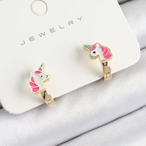 Pirinç Unıcorn Model Gold Renk Çocuk Küpe