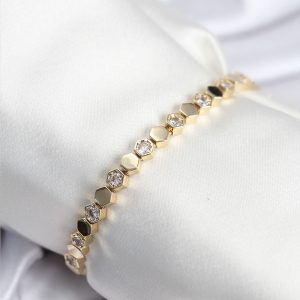 Pirinç VIP Seri Gold Renk Petek Model Kadın Bileklik