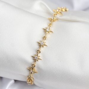 Pirinç VIP Seri Gold Renk Sıralı Kutup Yıldızı Kadın Bileklik