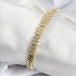 Pirinç VIP Seri Gold Renk Zirkon Taşlı Arpa Model Kadın Bileklik