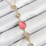 Pirinç Zincir Pembe Gold Renk Zirkon Taşlı Y Kolye